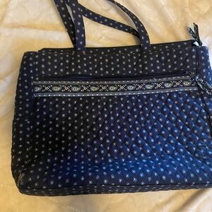 Navy Blue Quilted Tote Bag